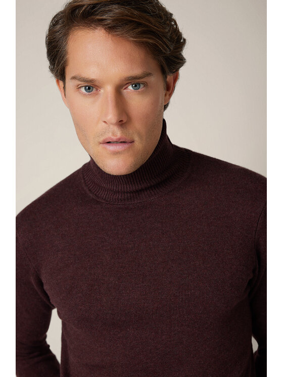 Lancerto Lancerto Sweter Sigmar SW073225000082 Bordowy Regular Fit