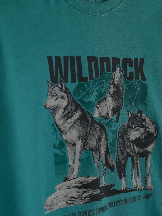 4F 4F T-Shirt 4FJKAW26TTSHM4455-46S Zielony Regular Fit