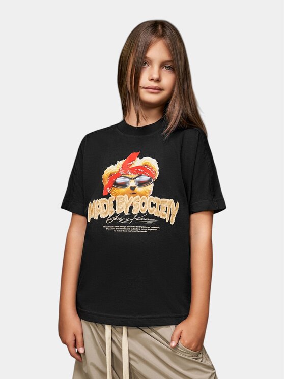 Nobrand Nobrand T-Shirt Tricou "GANGSTERS" - T36650 Czarny Basic Fit