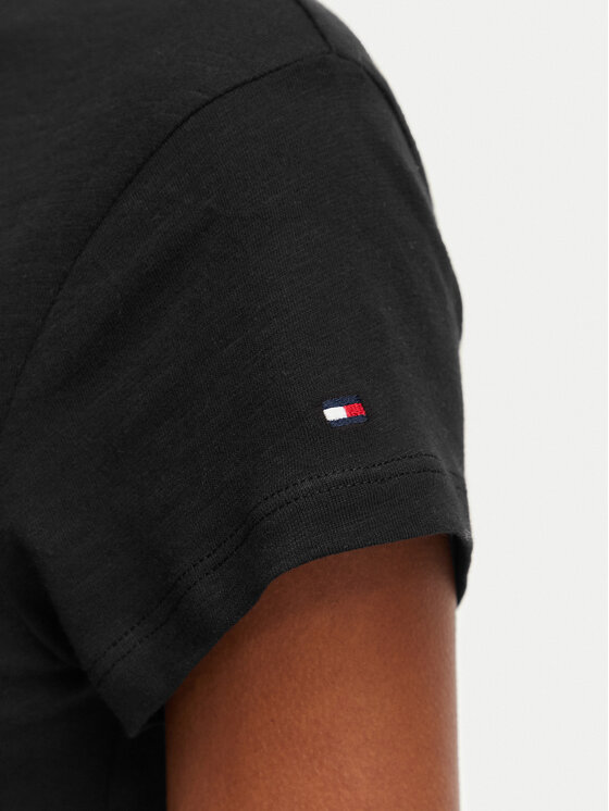 Tommy Hilfiger Tommy Hilfiger Тишърт WW0WW48702 Черен Slim Fit
