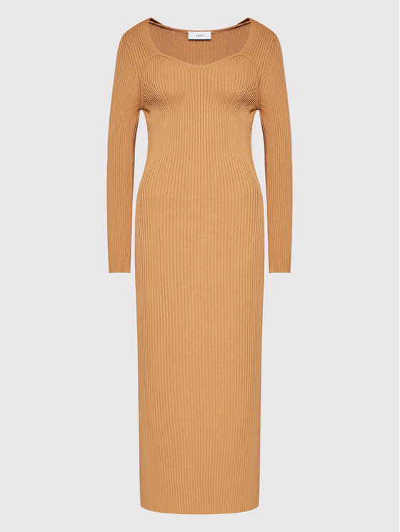 Simple Simple Trikotāžas kleita SUD022 Brūns Slim Fit