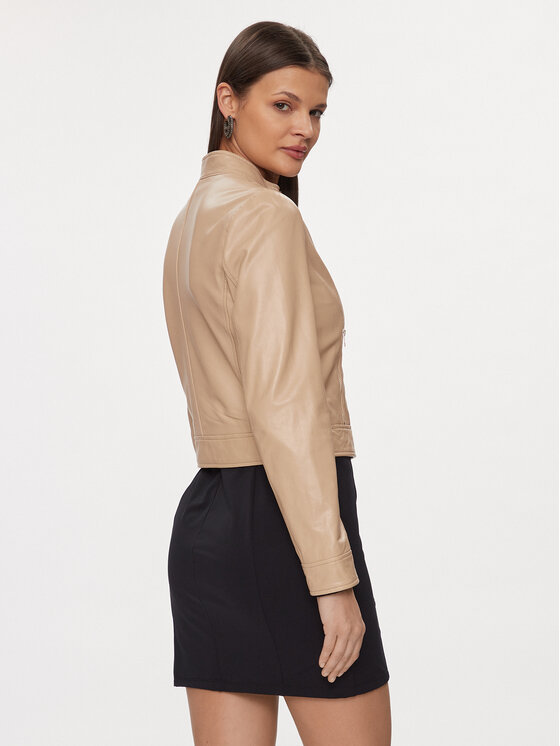 Liu Jo Liu Jo Kurtka skórzana CA4256 P0336 Beżowy Regular Fit