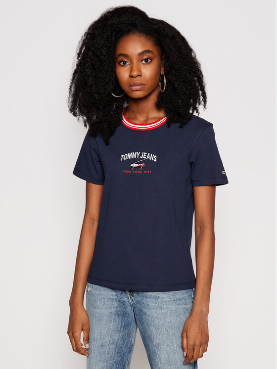 Tommy Jeans T-Shirt TImeless Script DW0DW09819 Σκούρο μπλε Regular FIt •  Modivo.gr