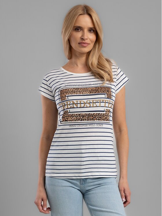 Perso Damski Perso T-Shirt, rozmiar 40 Granatowy, TCE91C0040F