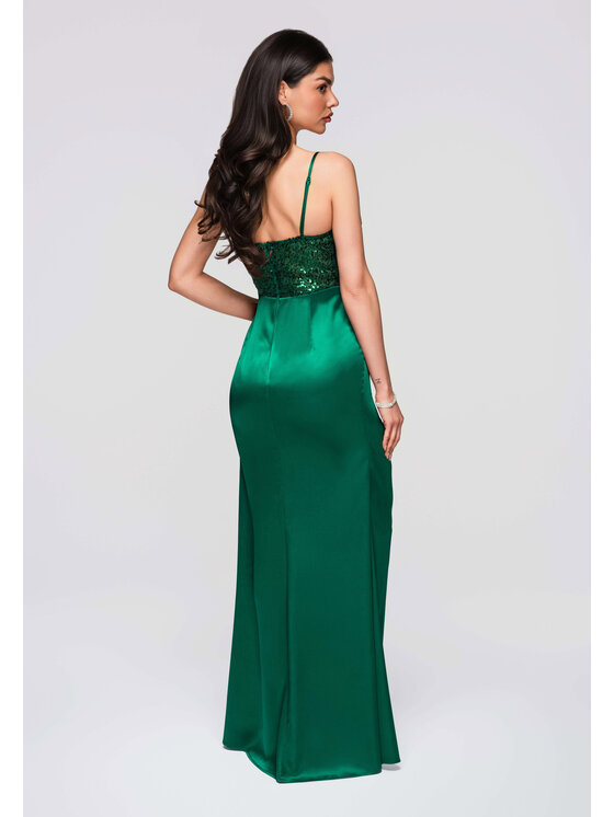Ombre Ombre Sukienka wieczorowa LA-OM-DLR284 Zielony Regular Fit