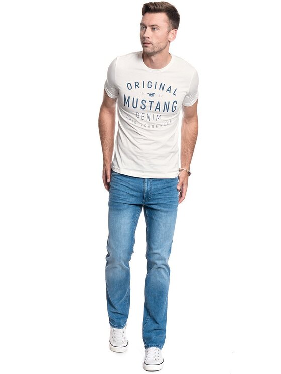 Mustang Mustang T-Shirt Alex C Print Beżowy Regular Fit