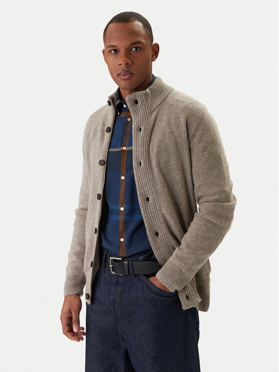 Barbour Cardigan Patch Zip Thru MKN0731ST16 Bej Regular Fit