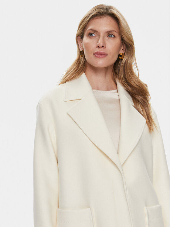 BOSS Boss Płaszcz wełniany Caridi 50510308 Écru Relaxed Fit