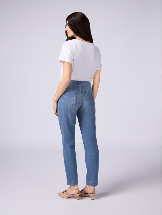 Oltre Oltre Jeansy P551R008405N004 Turkusowy Skin Fit
