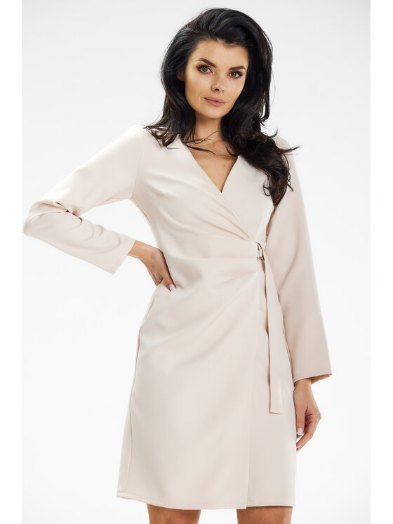 Awama Awama Sukienka letnia A637 Beżowy Basic Fit