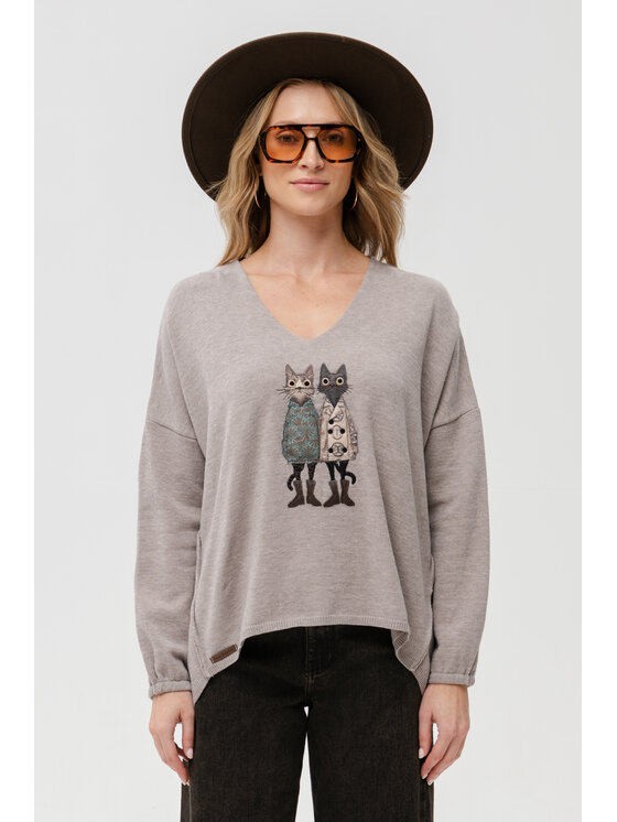 blue shadow blue shadow Sweter Kety Beżowy Regular Fit
