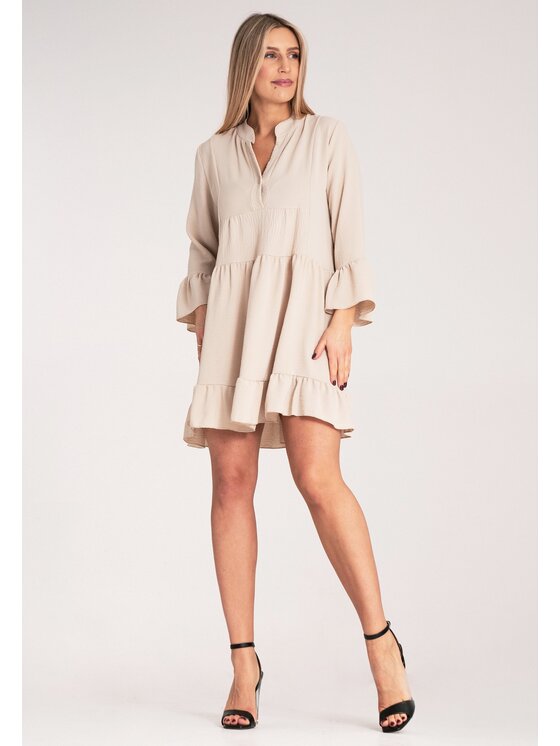 FIGL FIGL Vestito da giorno M1136 Beige A-Line Fit