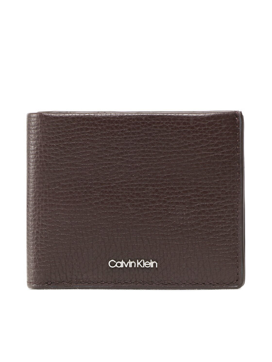 Duży Portfel Męski Calvin Klein, Brązowy, Minimalism Bifold 5Cc W/Coin K50K509616