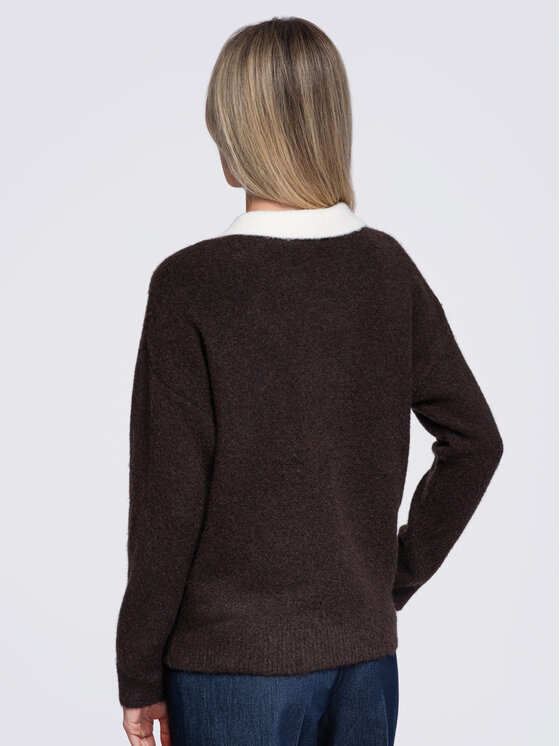 Ombre Ombre Sweter OW-SW-E0015 Brązowy Relaxed Fit