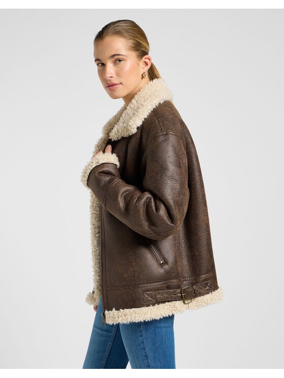 Lee Lee Kurtka przejściowa AVIATOR JACKET Brązowy Relaxed Fit