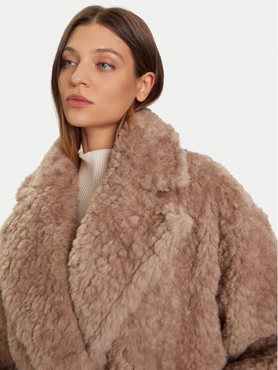 Eleh Eleh Cappotto in shearling EFW250251 Beige Regular Fit