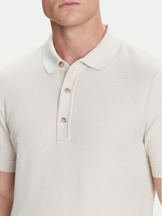 BOSS BOSS Тениска с яка и копчета H-Iannotti 50543148 Бежов Regular Fit
