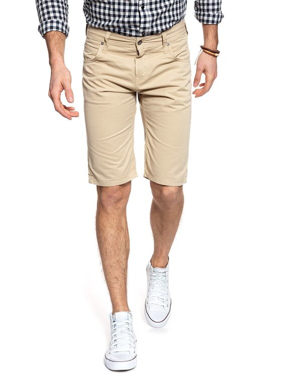 Mustang Mustang Pantaloncini di jeans CHICAGO SHORT Beige Slim Fit