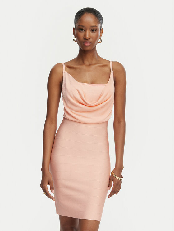 Guess Guess Kokteiļkleita W6GK83 Z0686 Koraļļu Slim Fit