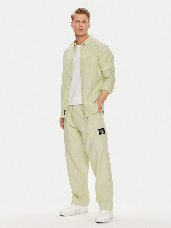 Calvin Klein Jeans Calvin Klein Jeans Pantaloni din material J30J325126 Verde Regular Fit