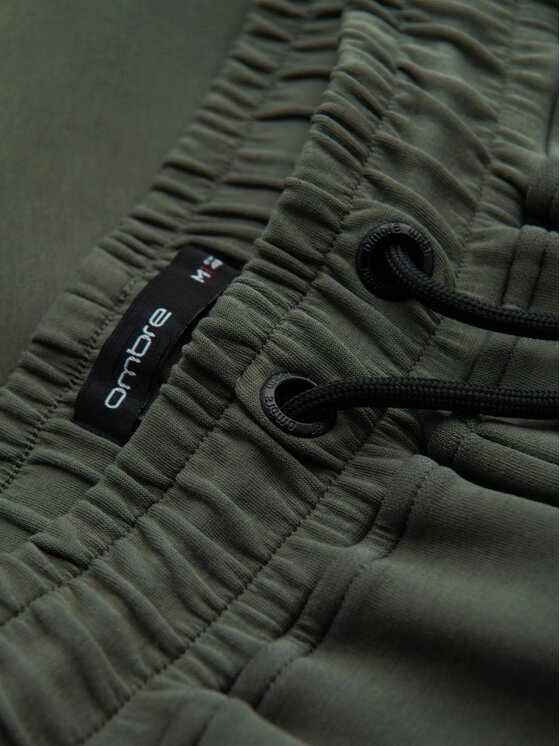 Ombre Ombre Spodnie dresowe OM-PASK-0281 Zielony Regular Fit
