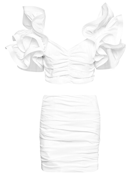 Elisabetta Franchi Elisabetta Franchi Blūzes un svārku komplekts TG-003-11E2-V470 Balts Slim Fit