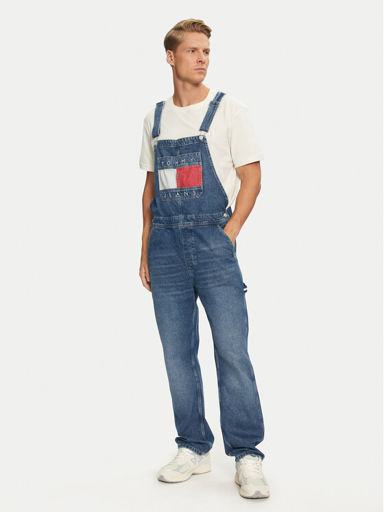 Tommy Jeans Nohavice na traky Ryan DM0DM20440 Modrá Straight Fit