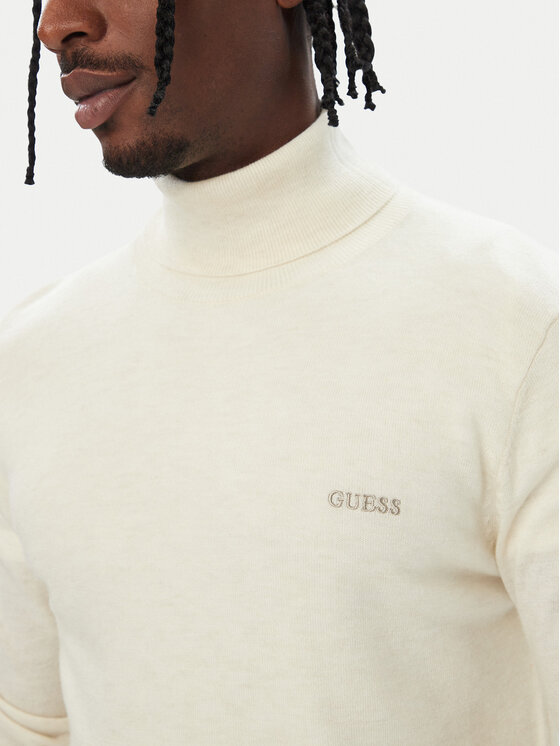 Guess Guess Bluză cu gât M6BR14 Z1362 Crem Regular Fit