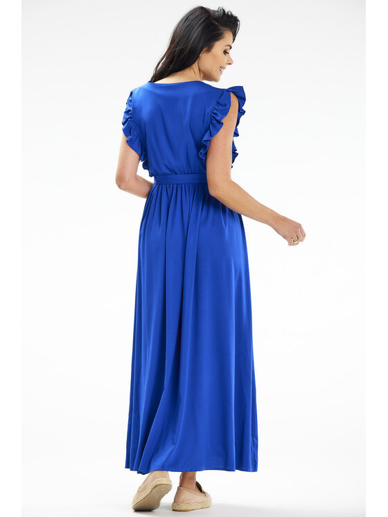 Awama Awama Sukienka letnia A638 Niebieski Basic Fit