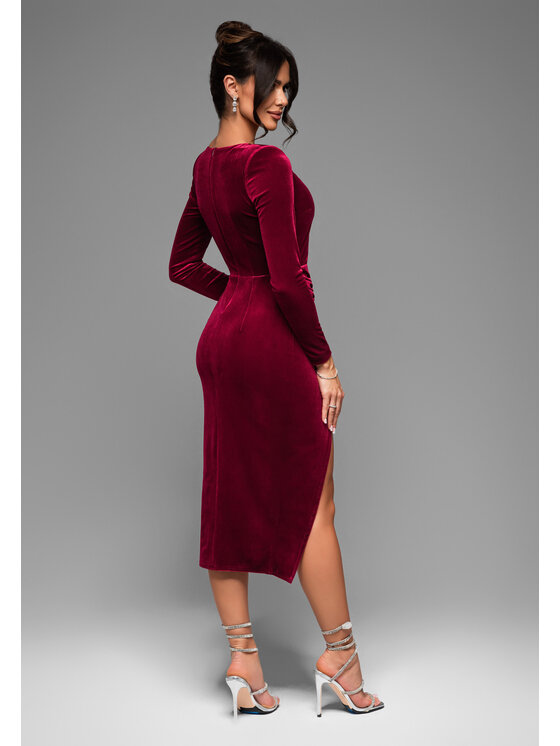 Ombre Ombre Sukienka wieczorowa LA-OM-DLR029 Bordowy Regular Fit