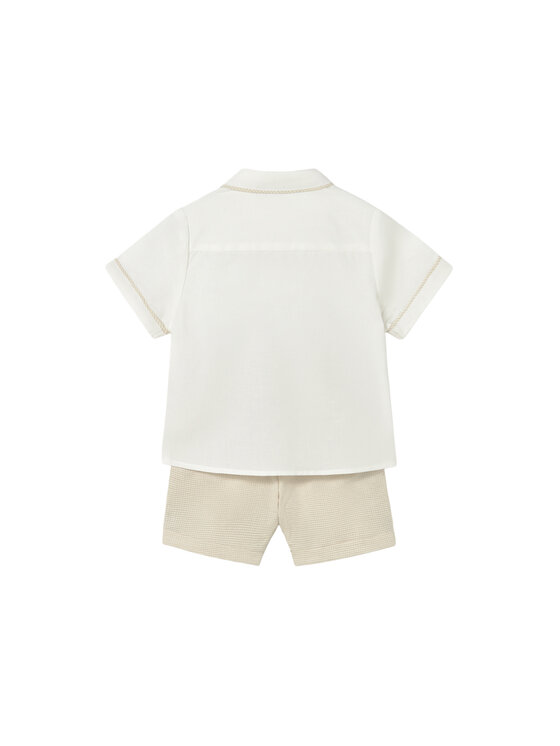 Mayoral Mayoral Комплект от риза и текстилни шорти 1225 Бежов Regular Fit