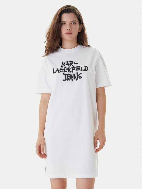 Karl Lagerfeld Jeans Rochie de zi B1W13043 Alb Regular Fit