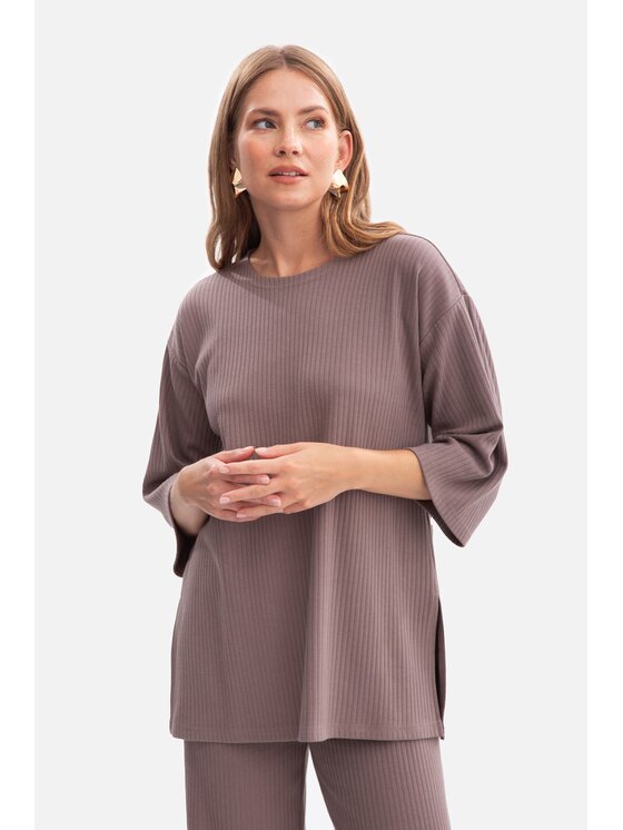 BeWear BeWear Bluzka b301 Brązowy Baggy Fit