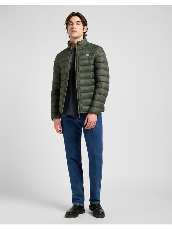 Lee Lee Kurtka przejściowa Stand Collar Puffer Zielony Regular Fit