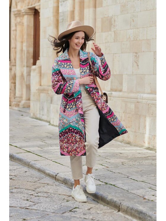 NAOKO Naoko Kabát pro přechodné období Floral RhapsodyFloral Rhapsody Barevná Regular Fit
