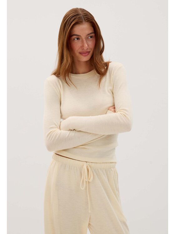 Mirons Mirons Komplet bluzka i spodnie soft Kremowy Regular Fit