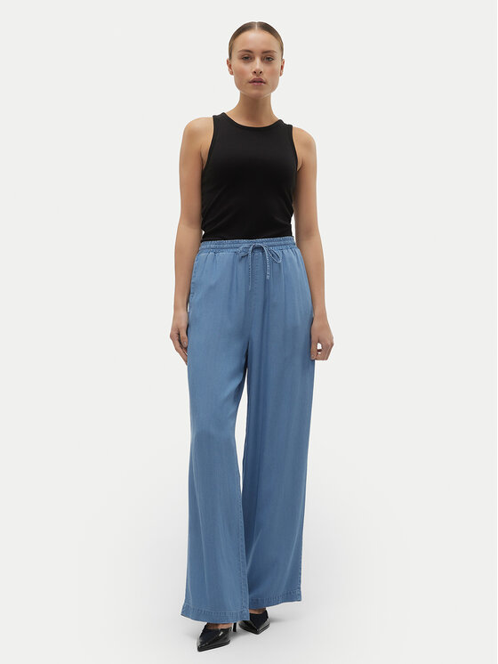 Vero Moda Vero Moda Kalhoty z materiálu Bree 10304898 Modrá Loose Fit