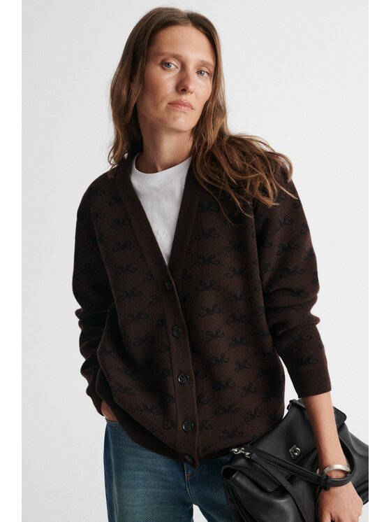 MARI PRETI MARI PRETI Kardigan MONOGRAM M COZY Brązowy Oversize