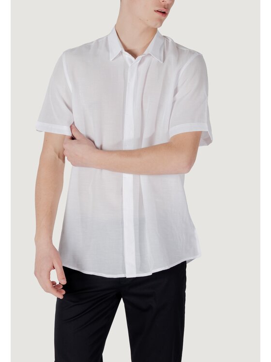 Antony Morato Antony Morato Πουκάμισο ADALIA REGULAR FIT WITH LOGOED METAL BADGE Λευκό Regular Fit