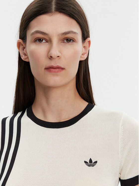 adidas adidas T-Shirt Knitted 3-Stripes JJ0961 Beige Slim Fit