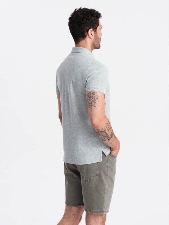 Ombre Ombre Polo OM-POBS-0100 Szary Regular Fit