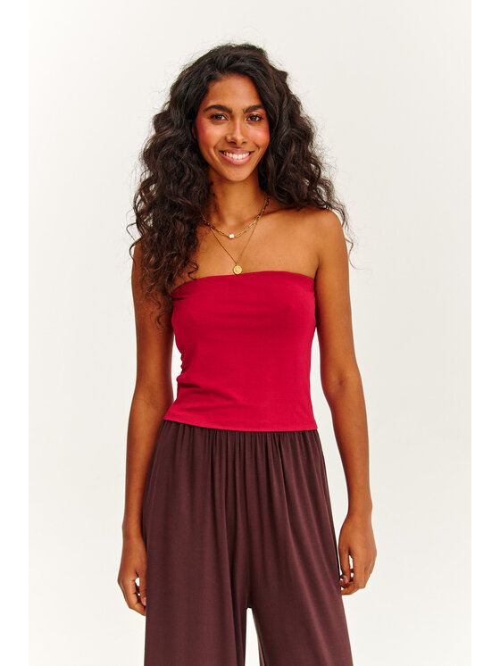 NAOKO NAOKO Top Infinity Ruby Rose Bordowy Regular Fit