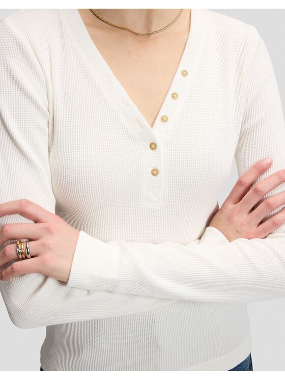 Lee Lee Koszula LS WAFFLE HENLEY Biały Slim Fit