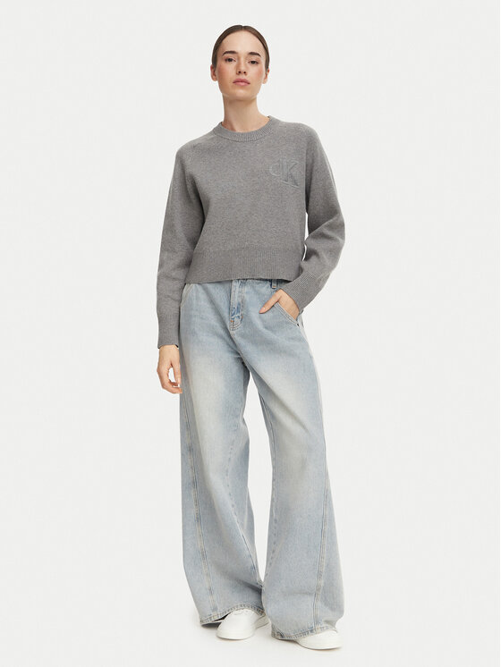 Calvin Klein Jeans Calvin Klein Jeans Sveter LV047H320G Tmavosivá Regular Fit