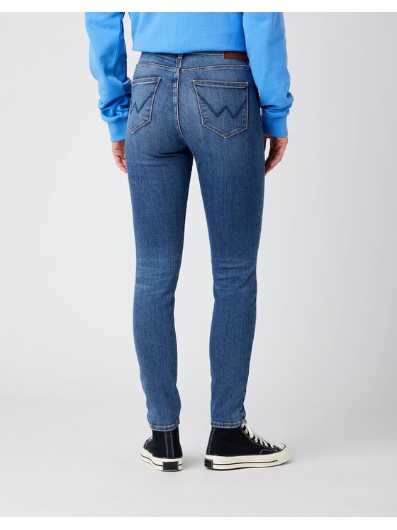 Wrangler Wrangler Jeansy SKINNY HIGH Niebieski Skinny Fit