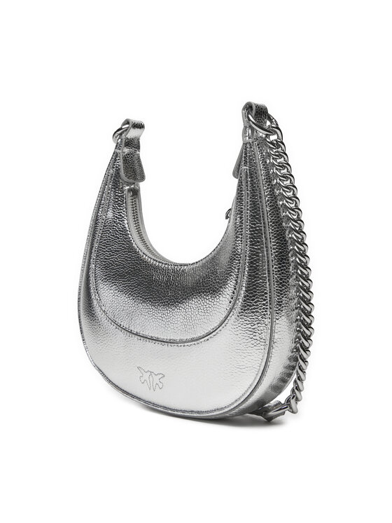 PINKO PINKO Torebka Brioche Hobo Mini AI 24-25 PLTT 101433 A204 Srebrny