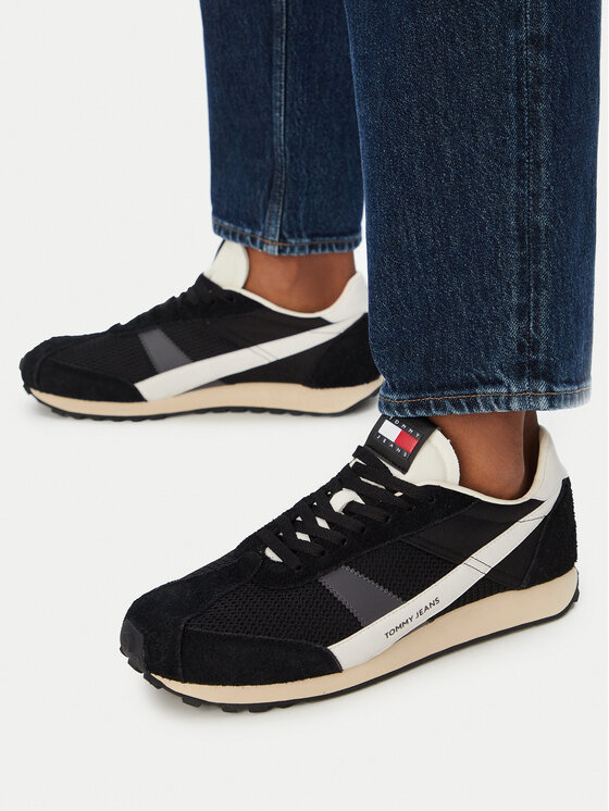 Tommy Jeans Sneakersy Retro Runner Archive Open Mesh EM0EM01715 Czarny