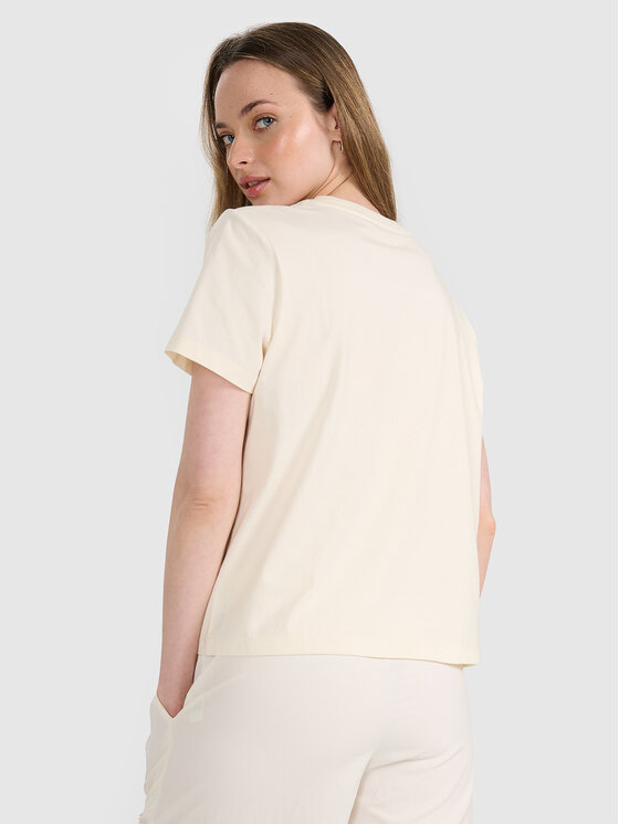 4F 4F T-Shirt FOB SUMMER Kremowy Oversize