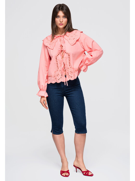 Ombre Ombre Koszula OW-SH-E0044 Koralowy Loose Fit