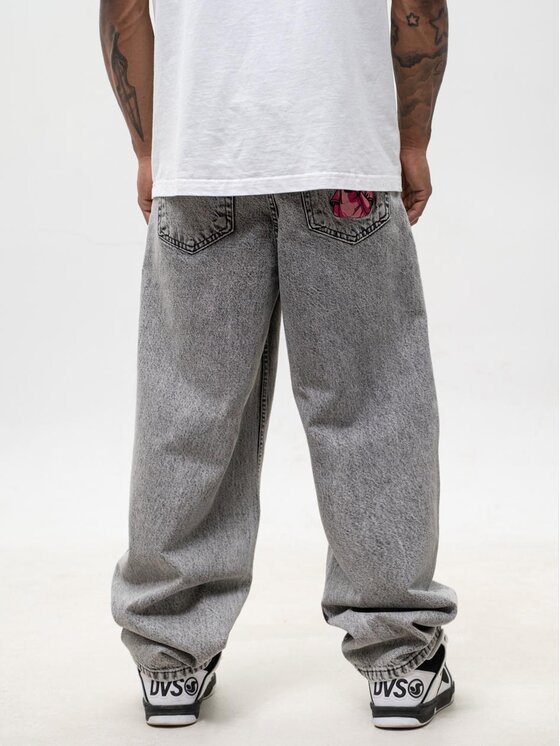 Jigga Wear Jigga Wear Jeansy Pantera różowa szerokie luźne za duże 130775 Szary Baggy Fit